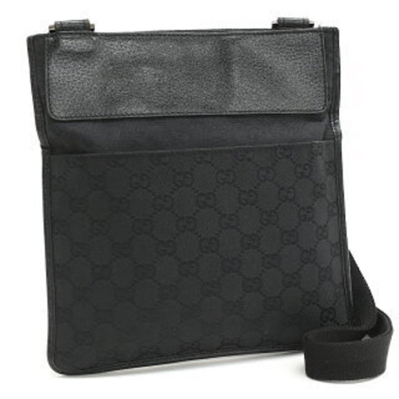 Gucci Shoulder Bag Black GG Leather - Picture 1 of 8